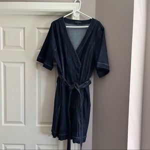 Eloquii Denim Wrap Waist Dress